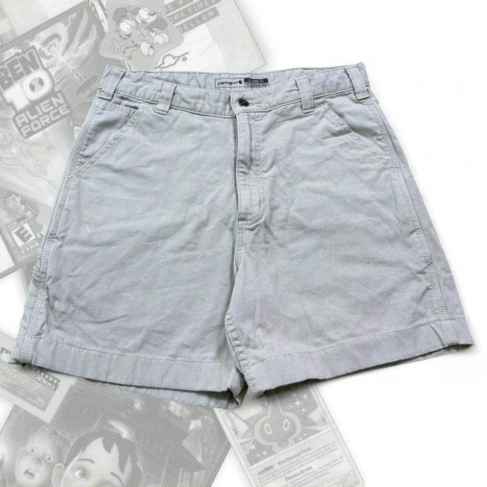 Carhartt White / Gray Khaki Canvas Workwear Utility 5 Pocket Shorts